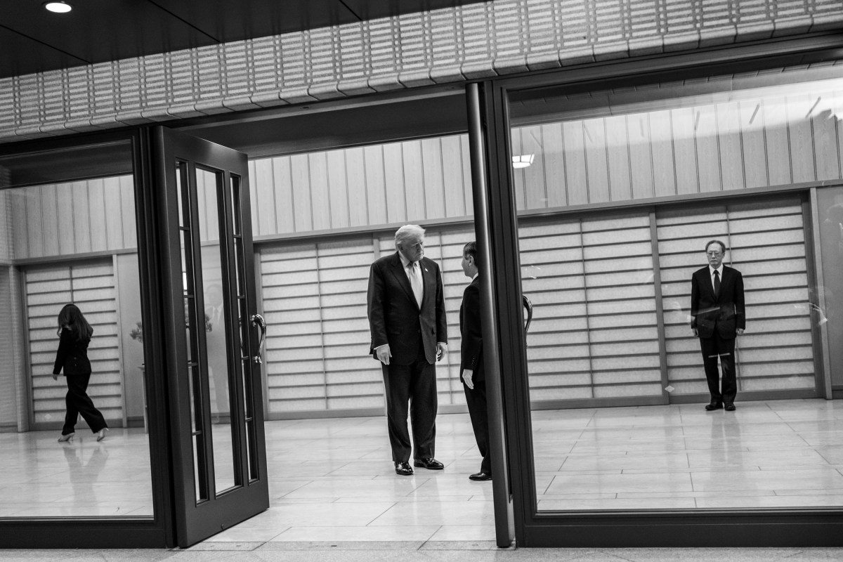 President Donald Trump bids farewell to  Japanese Emperor Naruhito after a meeting at the Imperial Palace in Tokyo, Japan, Monday, October 27, 2025. (Official White House Photo by Daniel Torok)