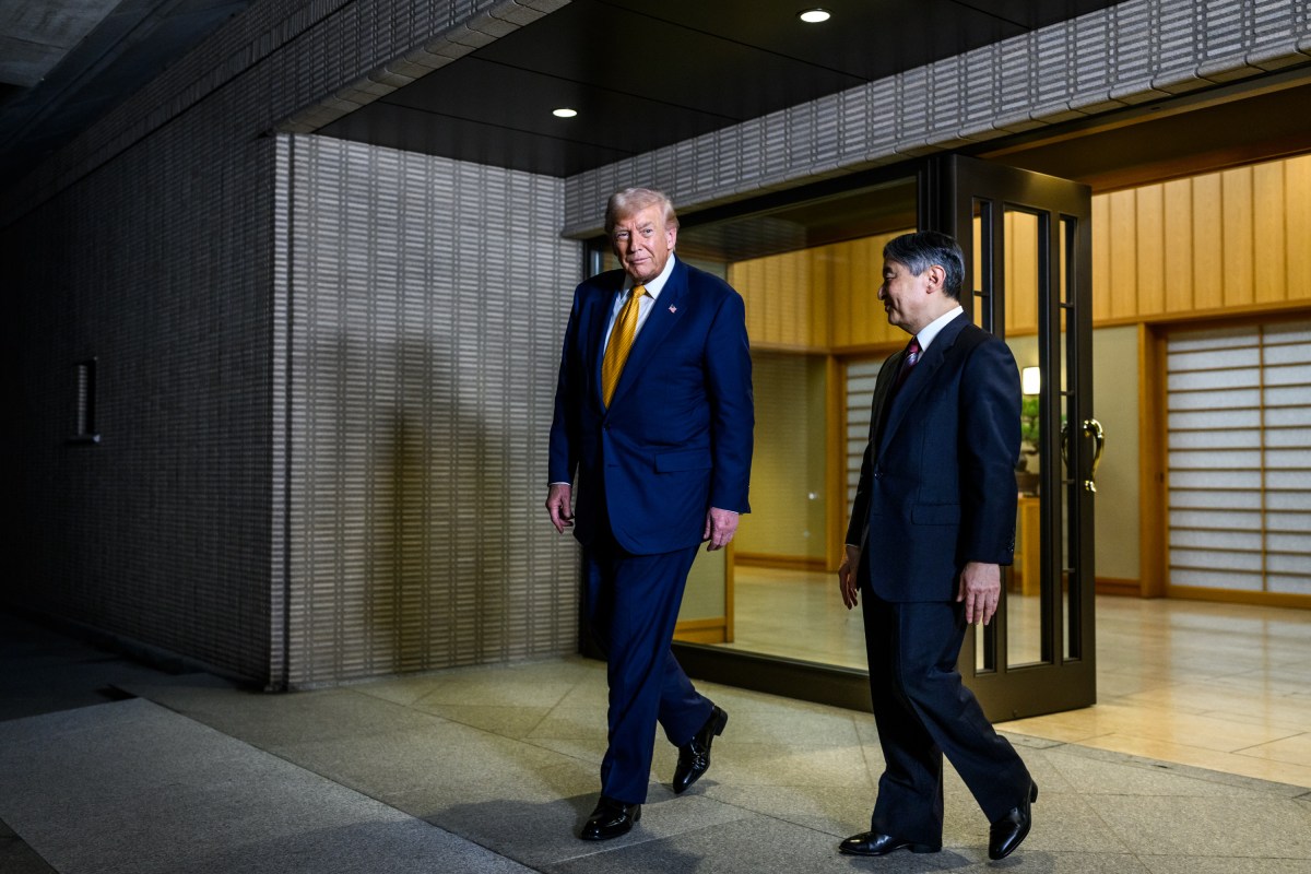 President Donald Trump bids farewell to  Japanese Emperor Naruhito after a meeting at the Imperial Palace in Tokyo, Japan, Monday, October 27, 2025. (Official White House Photo by Daniel Torok)