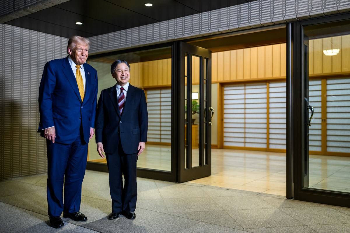 President Donald Trump bids farewell to  Japanese Emperor Naruhito after a meeting at the Imperial Palace in Tokyo, Japan, Monday, October 27, 2025. (Official White House Photo by Daniel Torok)
