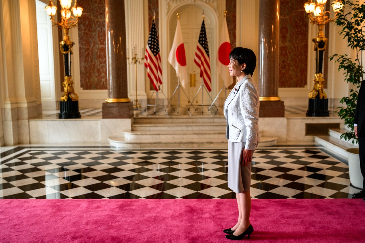 President Donald Trump is greeted by Japanese Prime Minister Sanae Takaichi at Akasaka Palace, Tuesday, October 28, 2025, in Tokyo, Japan. (Official White House Photo by Daniel Torok)