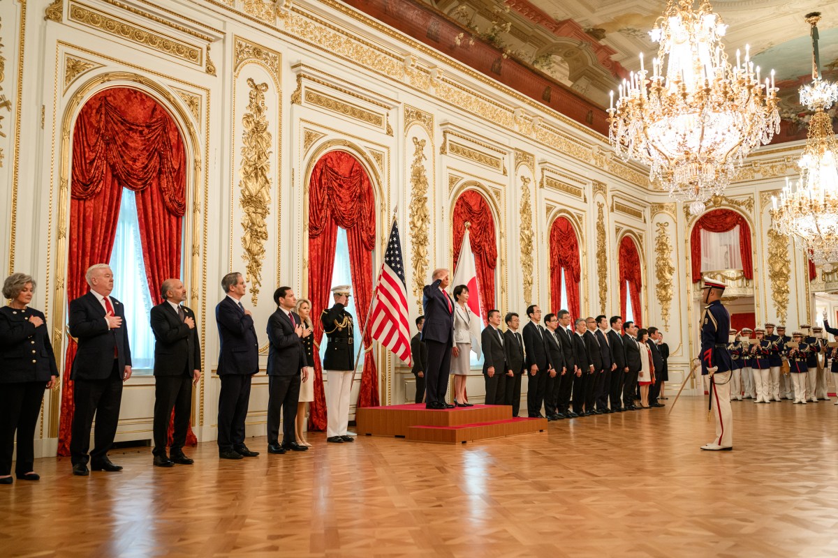 President Donald Trump participates in a welcome ceremony with Japanese Prime Minister Sanae Takaichi at Akasaka Palace, Tuesday, October 28, 2025, in Tokyo, Japan. (Official White House Photo by Daniel Torok)