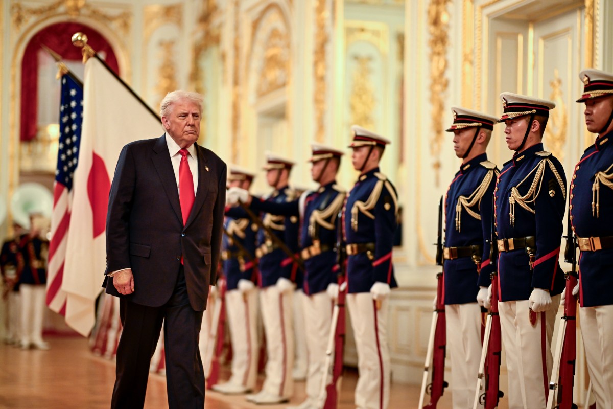 President Donald Trump participates in a welcome ceremony with Japanese Prime Minister Sanae Takaichi at Akasaka Palace, Tuesday, October 28, 2025, in Tokyo, Japan. (Official White House Photo by Daniel Torok)