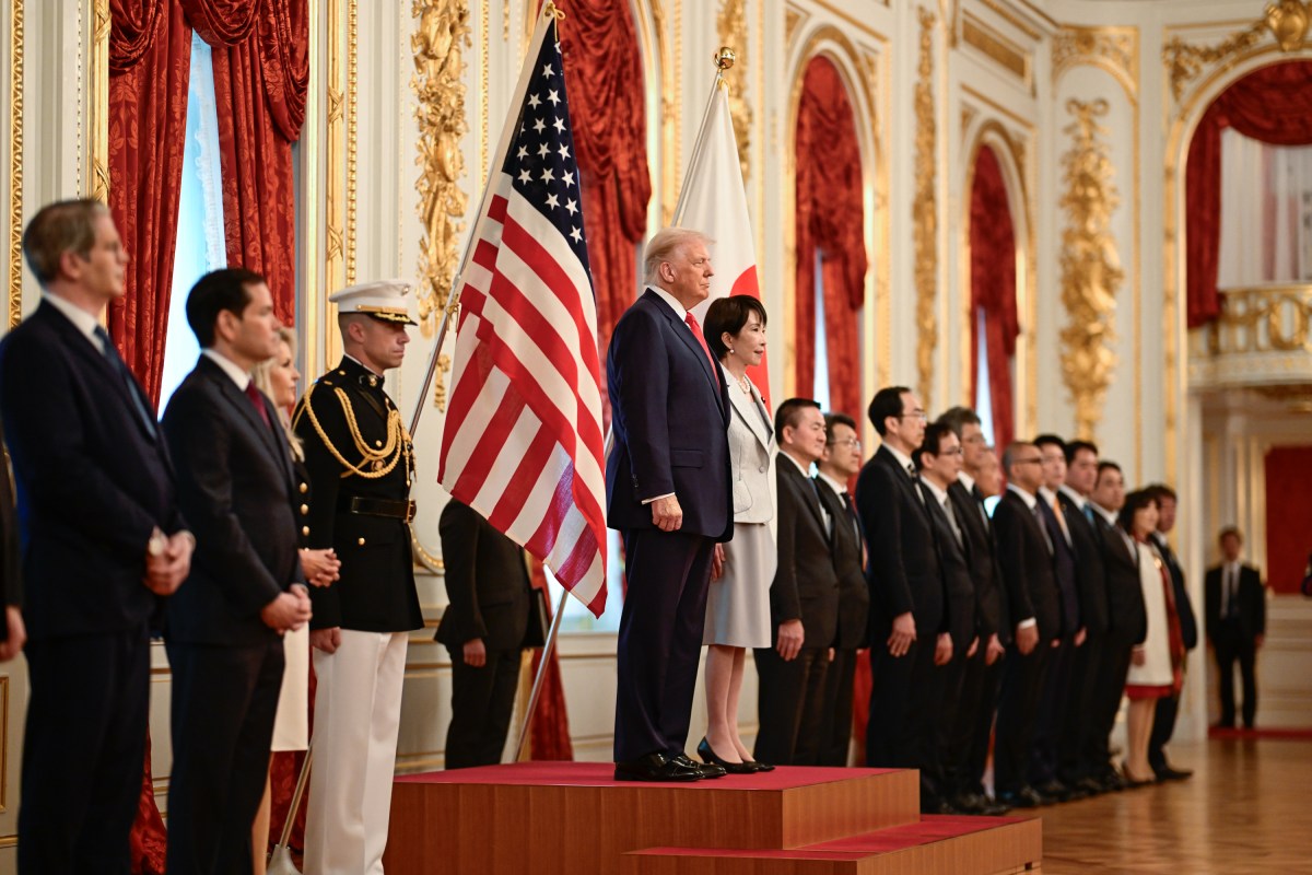 President Donald Trump participates in a welcome ceremony with Japanese Prime Minister Sanae Takaichi at Akasaka Palace, Tuesday, October 28, 2025, in Tokyo, Japan. (Official White House Photo by Daniel Torok)