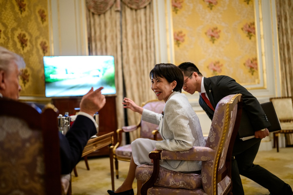 President Donald Trump and Japanese Prime Minister Sanae Takaichi watch the World Series before a bilateral meeting, Tuesday, October 28, 2025, at Akasaka Palace in Tokyo, Japan. (Official White House Photo by Daniel Torok)
