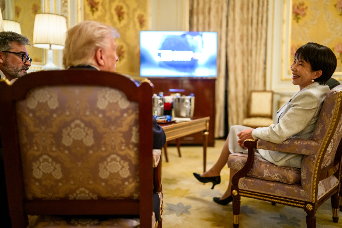 President Donald Trump and Japanese Prime Minister Sanae Takaichi watch the World Series before a bilateral meeting, Tuesday, October 28, 2025, at Akasaka Palace in Tokyo, Japan. (Official White House Photo by Daniel Torok)