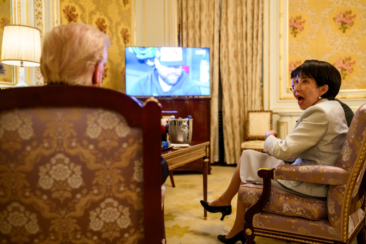 President Donald Trump and Japanese Prime Minister Sanae Takaichi watch the World Series before a bilateral meeting, Tuesday, October 28, 2025, at Akasaka Palace in Tokyo, Japan. (Official White House Photo by Daniel Torok)
