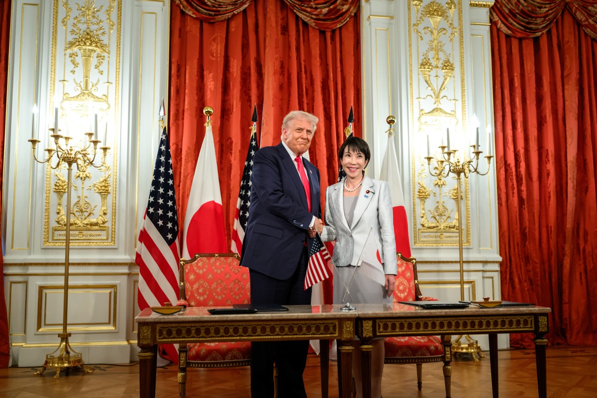 President Donald Trump participates in a signing ceremony with Japanese Prime Minister Sanae Takaichi, Tuesday, October 28, 2025, at Akasaka Palace in Tokyo, Japan. (Official White House Photo by Daniel Torok)