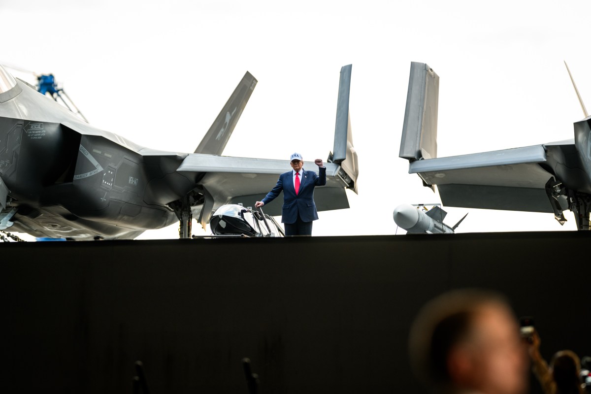 President Donald Trump arrives to deliver remarks to Yokosuka Naval troops aboard the USS George Washington at Yokosuka Naval Base, Japan on Tuesday, October 28, 2025.  (Official White House Photo by Daniel Torok)