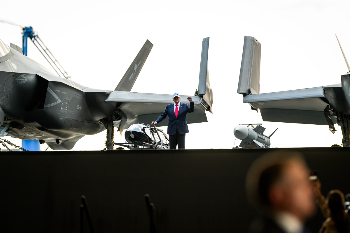President Donald Trump arrives to deliver remarks to Yokosuka Naval troops aboard the USS George Washington at Yokosuka Naval Base, Japan on Tuesday, October 28, 2025.  (Official White House Photo by Daniel Torok)
