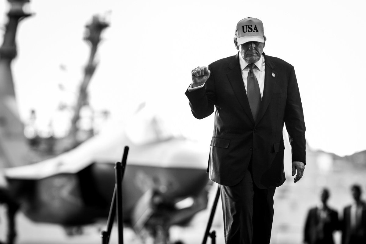 President Donald Trump arrives to deliver remarks to Yokosuka Naval troops aboard the USS George Washington at Yokosuka Naval Base, Japan on Tuesday, October 28, 2025.  (Official White House Photo by Daniel Torok)