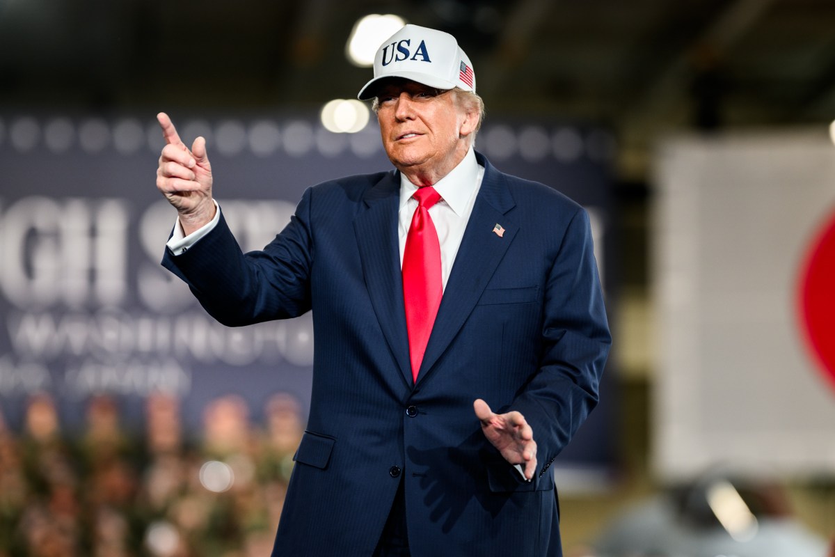 President Donald Trump arrives to deliver remarks to Yokosuka Naval troops aboard the USS George Washington at Yokosuka Naval Base, Japan on Tuesday, October 28, 2025.  (Official White House Photo by Daniel Torok)