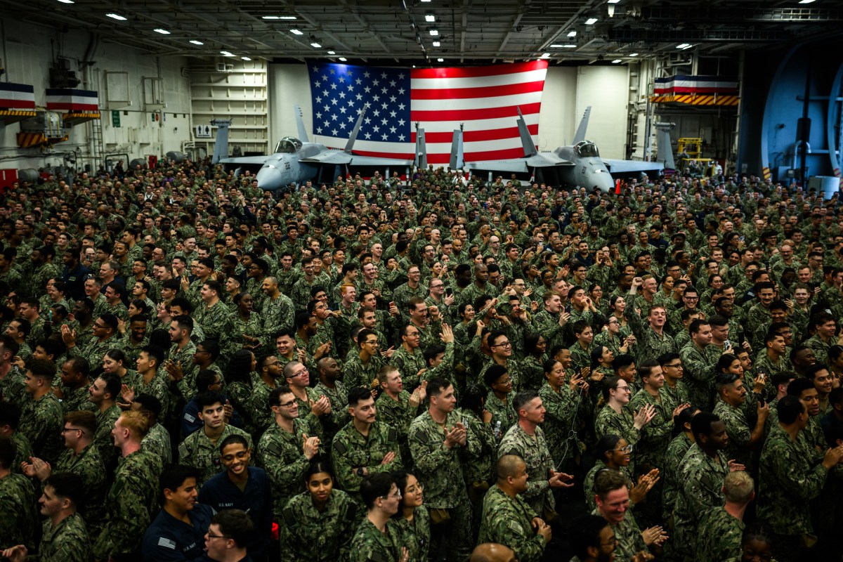 President Donald Trump delivers remarks to Yokosuka Naval troops aboard the USS George Washington at Yokosuka Naval Base, Japan on Tuesday, October 28, 2025.  (Official White House Photo by Daniel Torok)