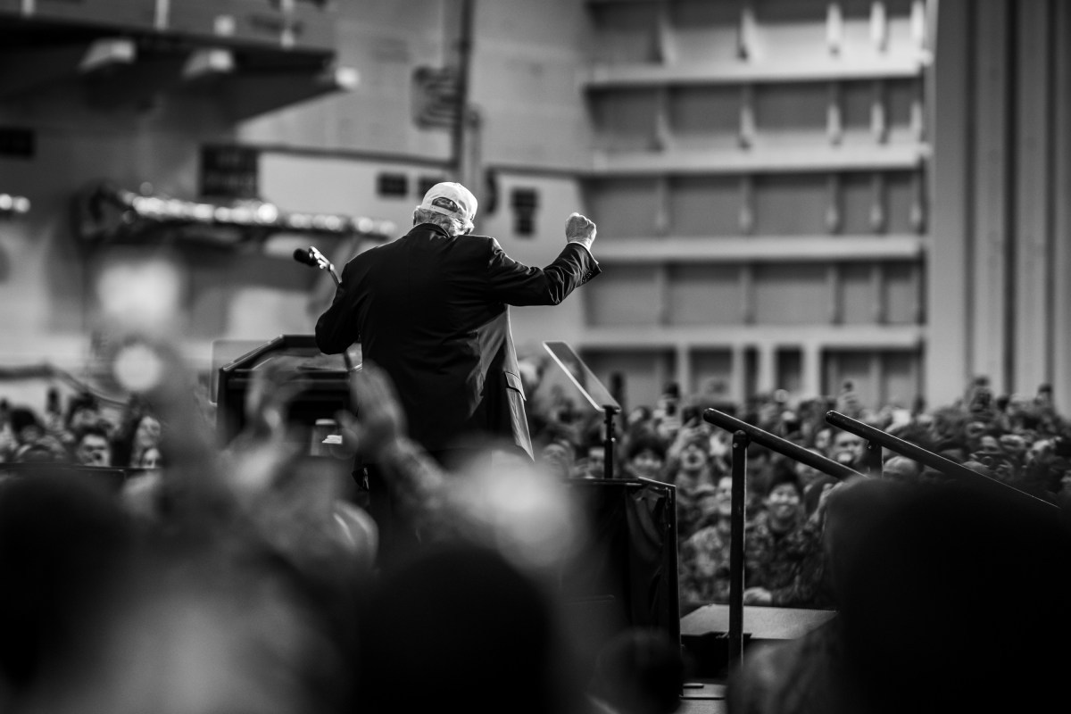 President Donald Trump leaves the stage after delivering remarks to Yokosuka Naval troops aboard the USS George Washington at Yokosuka Naval Base, Japan on Tuesday, October 28, 2025.  (Official White House Photo by Daniel Torok)