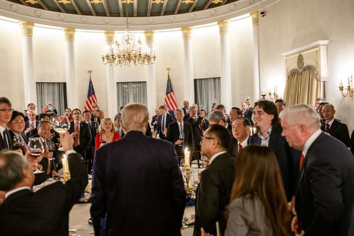 President Donald Trump attends a dinner with business leaders at the ambassador’s residence in Tokyo, Japan on Tuesday, October 28, 2025. (Official White House Photo by Molly Riley)
