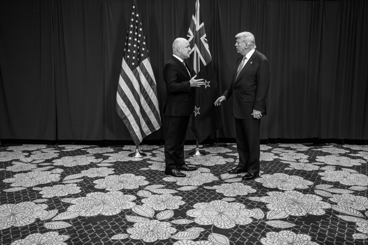 President Donald Trump participates in a pull-aside meeting with Prime Minister Christopher Luxon of New Zealand at the Hilton Gyeongju, South Korea on Wednesday, October 29, 2025, on the margins of APEC 2025. (Official White House Photo by Daniel Torok)