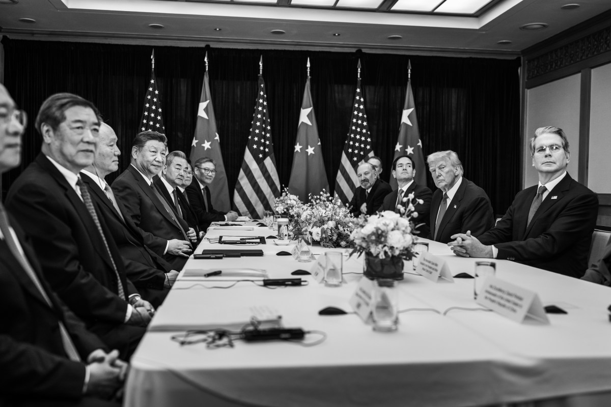 President Donald Trump participates in a bilateral meeting with Chinese President Xi Jinping at the Gimhae International Airport terminal, Thursday, October 30, 2025, in Busan, South Korea. (Official White House Photo by Daniel Torok)