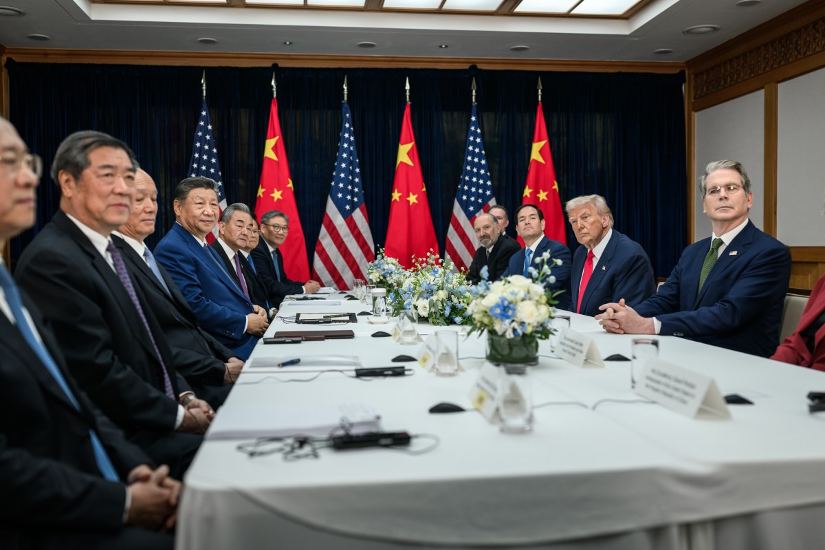 President Donald Trump participates in a bilateral meeting with Chinese President Xi Jinping at the Gimhae International Airport terminal, Thursday, October 30, 2025, in Busan, South Korea. (Official White House Photo by Daniel Torok)