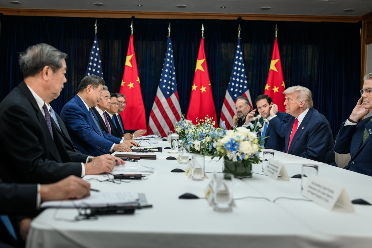 President Donald Trump participates in a bilateral meeting with Chinese President Xi Jinping at the Gimhae International Airport terminal, Thursday, October 30, 2025, in Busan, South Korea. (Official White House Photo by Daniel Torok)