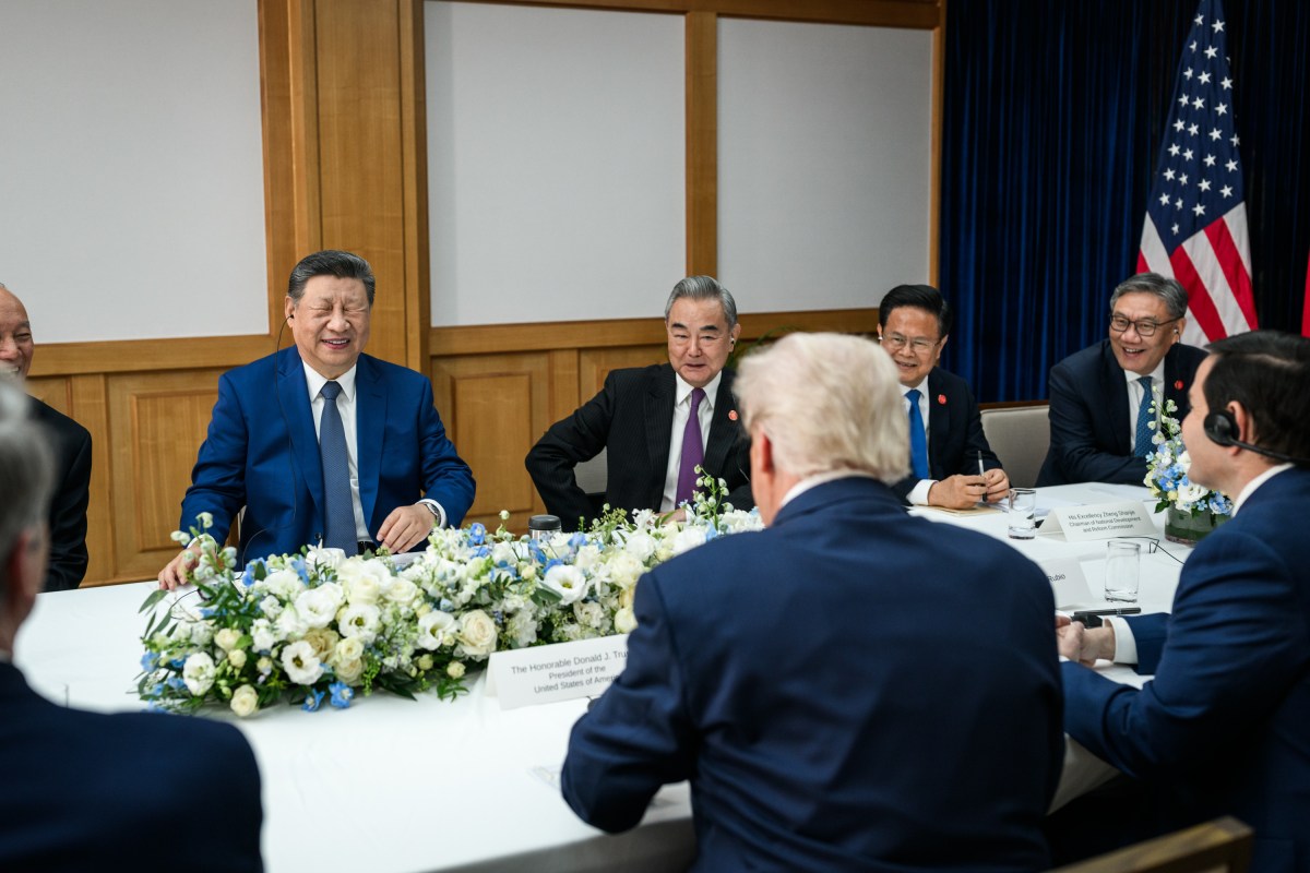 President Donald Trump participates in a bilateral meeting with Chinese President Xi Jinping at the Gimhae International Airport terminal, Thursday, October 30, 2025, in Busan, South Korea. (Official White House Photo by Daniel Torok)