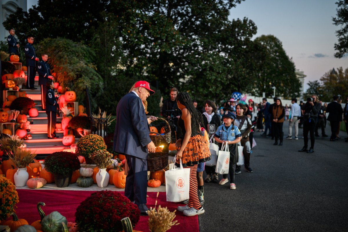President Donald Trump and First Lady Melania Trump participate in a Halloween event on the South Lawn of the White House, Thursday, October 30, 2025. (Official White House Photo by Daniel Torok)