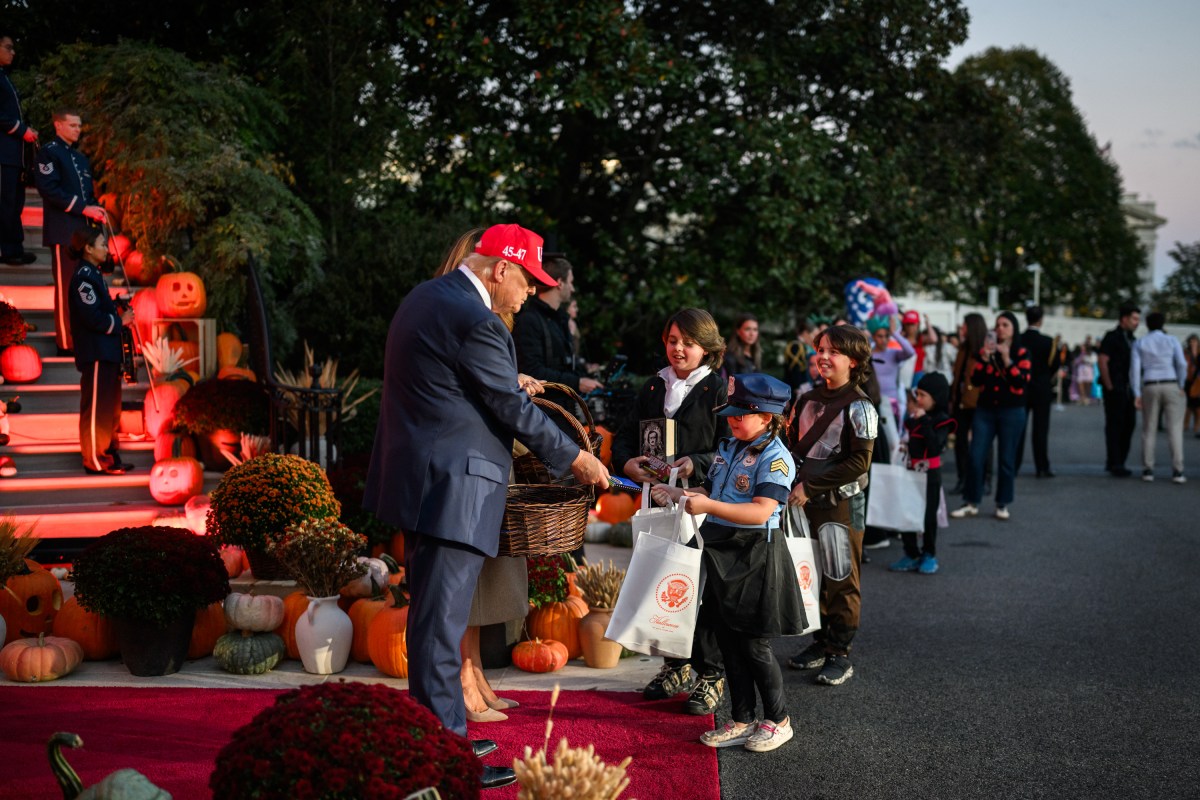 President Donald Trump and First Lady Melania Trump participate in a Halloween event on the South Lawn of the White House, Thursday, October 30, 2025. (Official White House Photo by Daniel Torok)