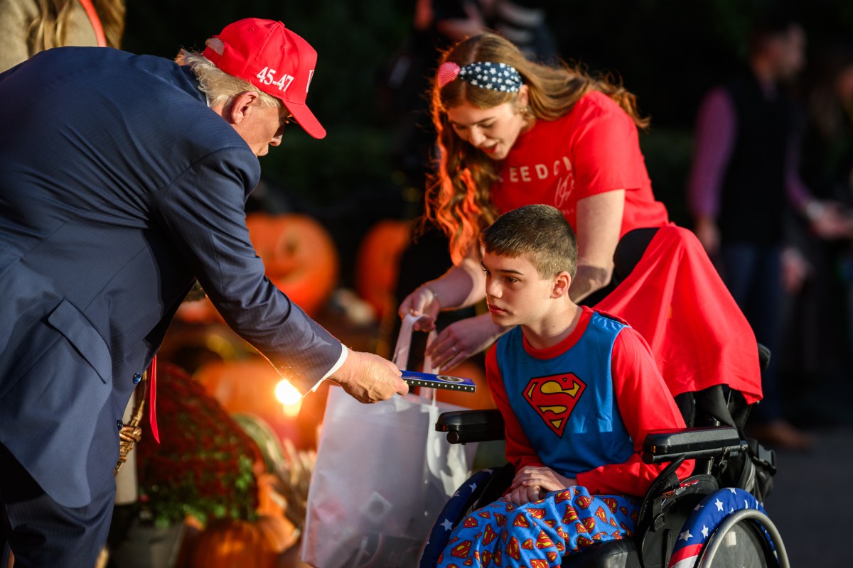 President Donald Trump and First Lady Melania Trump participate in a Halloween event on the South Lawn of the White House, Thursday, October 30, 2025. (Official White House Photo by Daniel Torok)