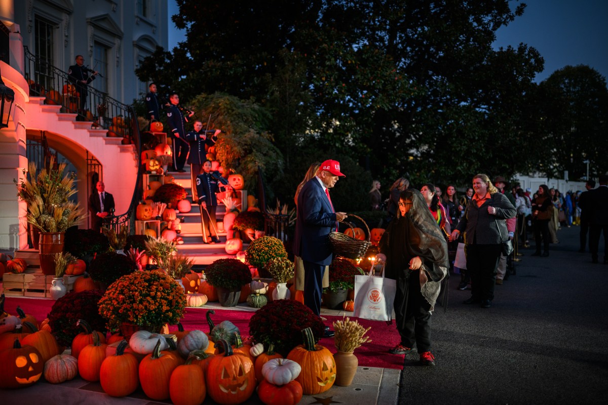 President Donald Trump and First Lady Melania Trump participate in a Halloween event on the South Lawn of the White House, Thursday, October 30, 2025. (Official White House Photo by Daniel Torok)
