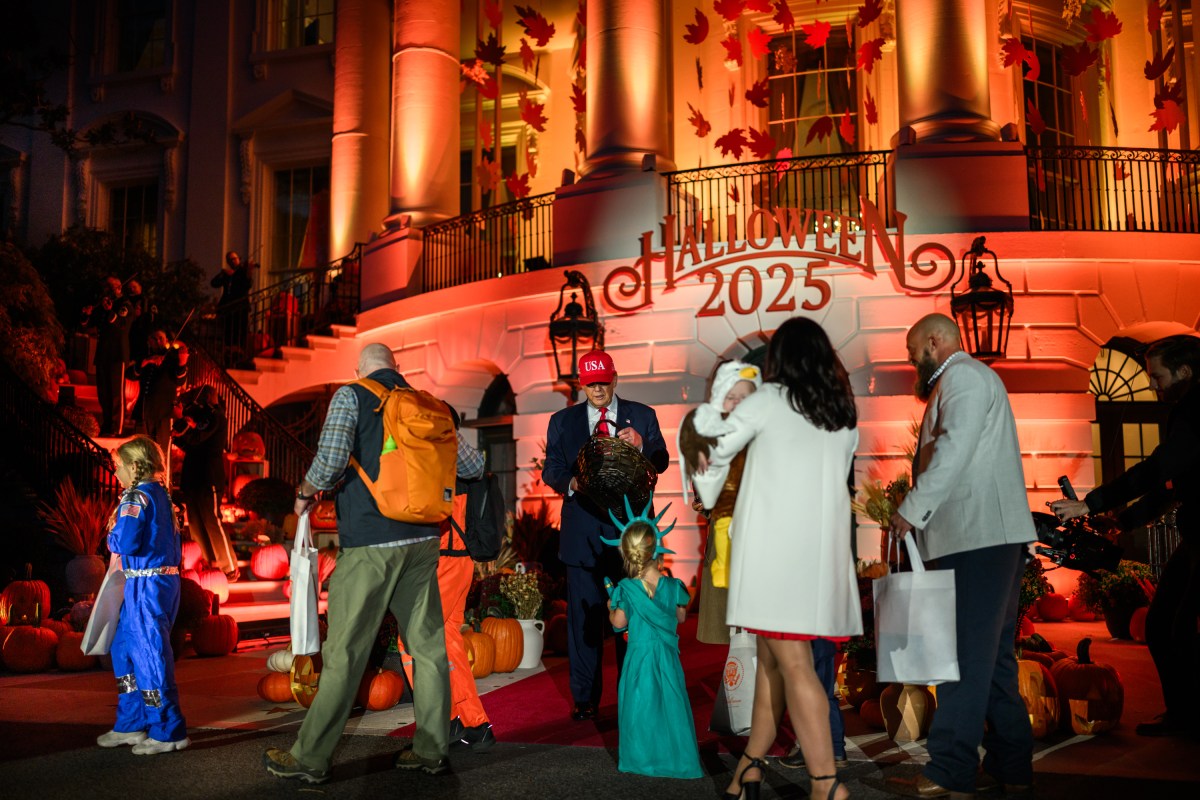 President Donald Trump and First Lady Melania Trump participate in a Halloween event on the South Lawn of the White House, Thursday, October 30, 2025. (Official White House Photo by Daniel Torok)