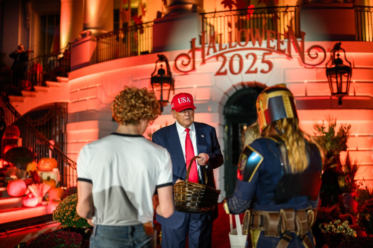 President Donald Trump and First Lady Melania Trump participate in a Halloween event on the South Lawn of the White House, Thursday, October 30, 2025. (Official White House Photo by Daniel Torok)