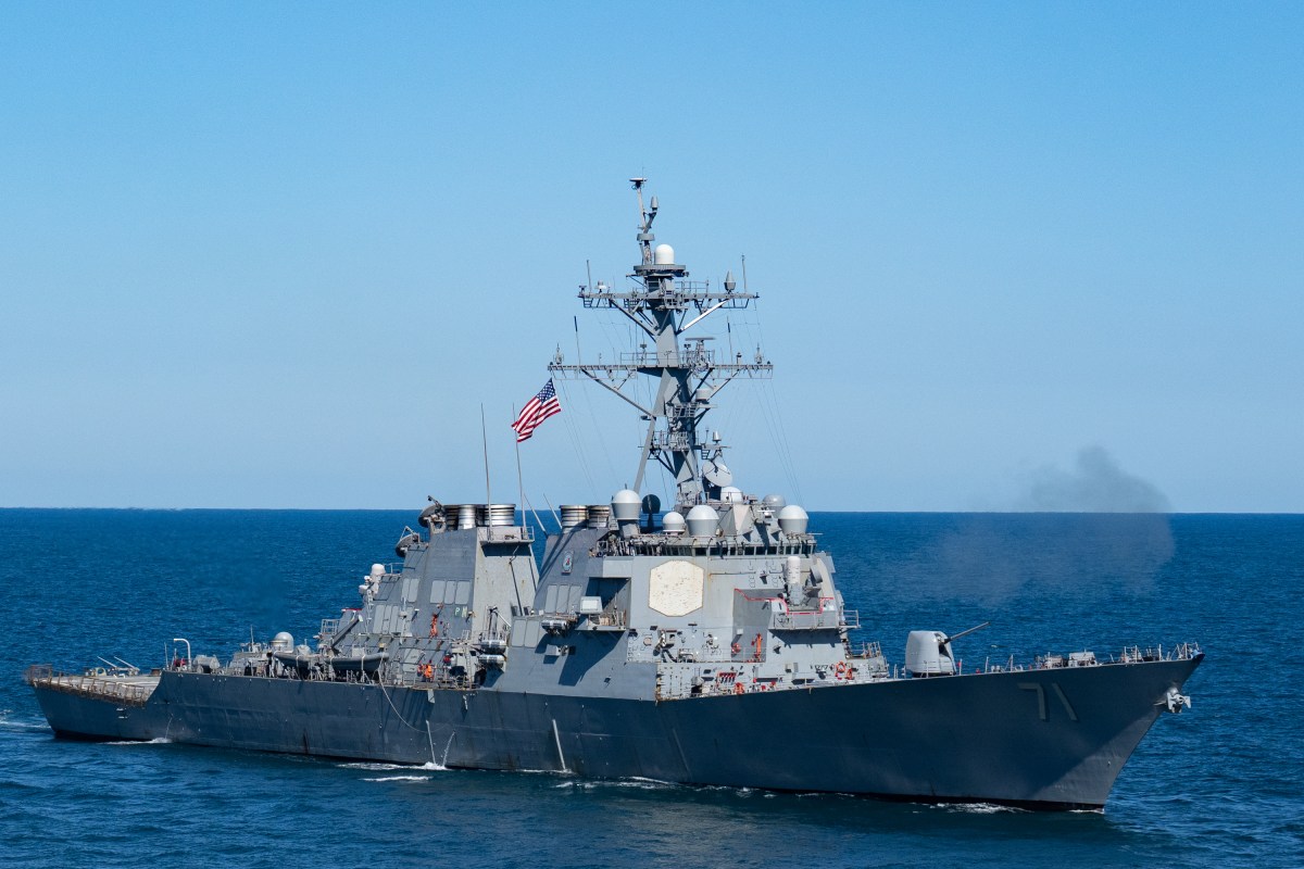 President Donald Trump and First Lady Melania Trump observe naval sea power demonstrations in honor of the 250th anniversary of the U.S. Navy, Sunday, October 5, 2025, aboard the USS George H.W. Bush in the Atlantic Ocean off the coast of Norfolk, Virginia. (Official White House Photo by Andrea Hanks)