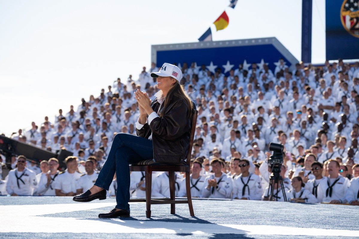 First Lady Melania Trump visits the USS Harry S. Truman during the US Navy's 250th anniversary celebration, "America's Navy 250: Titans of the Sea - A Salute to the Fleet", at Naval Station Norfolk Pier 14 in Norfolk, Virginia on October 5, 2025. (Official White House Photo by Andrea Hanks)