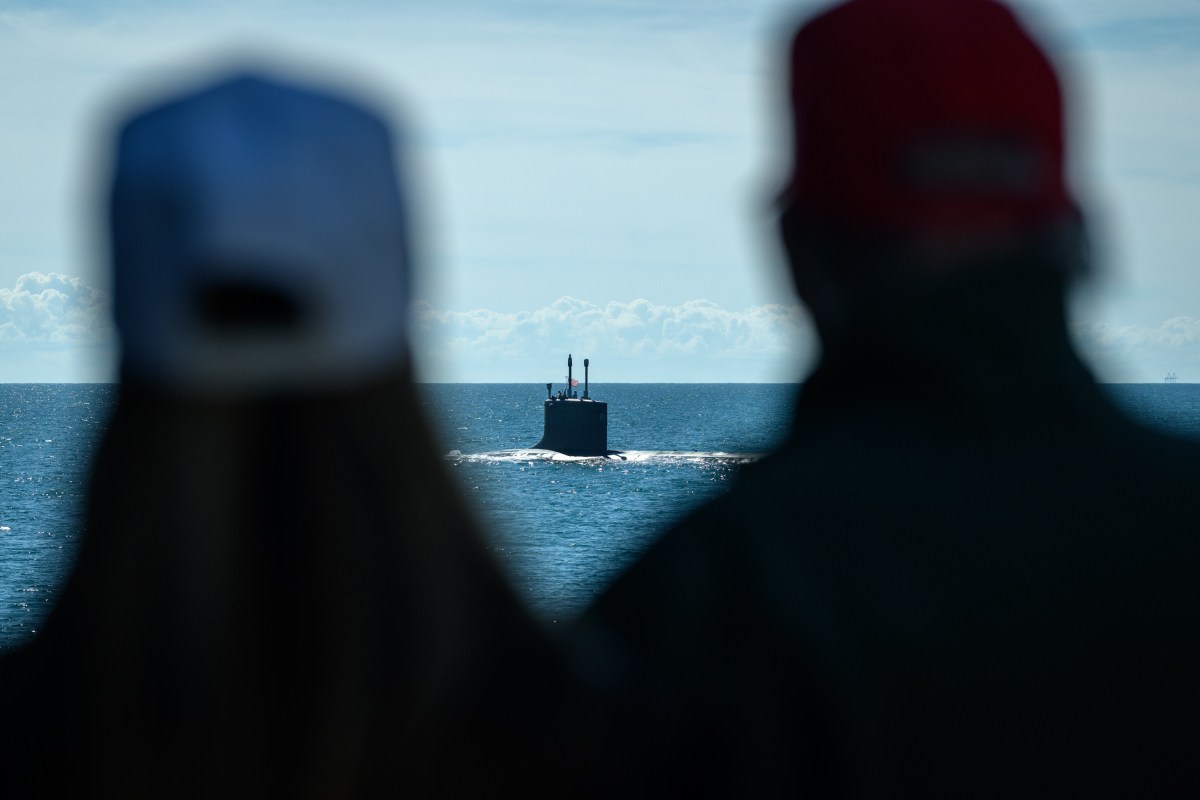 President Donald Trump and First Lady Melania Trump observe naval sea power demonstrations in honor of the 250th anniversary of the U.S. Navy, Sunday, October 5, 2025, aboard the USS George H.W. Bush in the Atlantic Ocean off the coast of Norfolk, Virginia. (Official White House Photo by Daniel Torok)