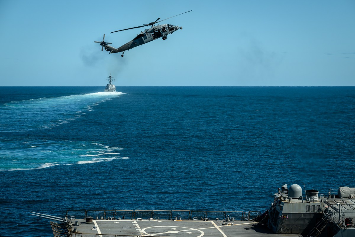 President Donald Trump and First Lady Melania Trump observe naval sea power demonstrations in honor of the 250th anniversary of the U.S. Navy, Sunday, October 5, 2025, aboard the USS George H.W. Bush in the Atlantic Ocean off the coast of Norfolk, Virginia. (Official White House Photo by Daniel Torok)