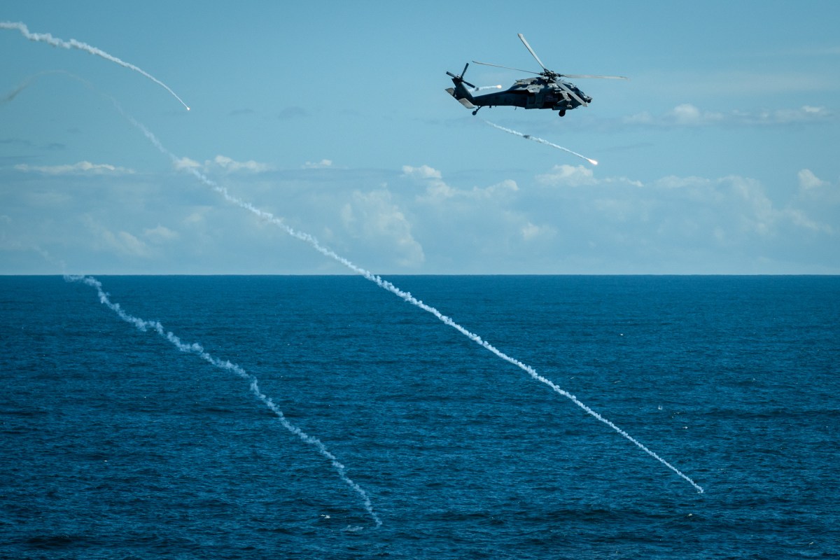 President Donald Trump and First Lady Melania Trump observe naval sea power demonstrations in honor of the 250th anniversary of the U.S. Navy, Sunday, October 5, 2025, aboard the USS George H.W. Bush in the Atlantic Ocean off the coast of Norfolk, Virginia. (Official White House Photo by Daniel Torok)