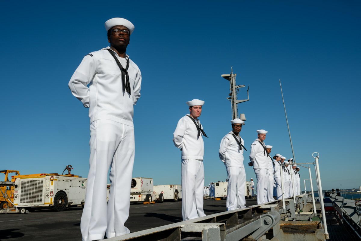 President Donald Trump delivers remarks in honor of the U.S. Navy 250th anniversary celebration at the USS Harry S. Truman aircraft carrier at Naval Station Norfolk in Norfolk, Virginia. (Official White House Photo by Daniel Torok)