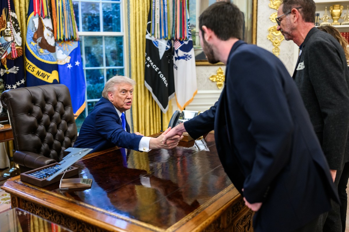 President Donald Trump meets with the family of Omer Maxim Neutra, an American-Israeli citizen who was killed in Gaza on October 7, 2023, on the second anniversary of the Hamas-led terror attacks on Israel, Tuesday, October 7, 2025, in the Oval Office. (Official White House Photo by Daniel Torok)
