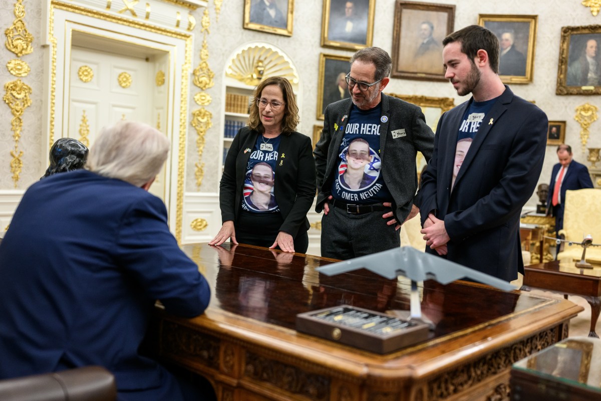 President Donald Trump meets with the family of Omer Maxim Neutra, an American-Israeli citizen who was killed in Gaza on October 7, 2023, on the second anniversary of the Hamas-led terror attacks on Israel, Tuesday, October 7, 2025, in the Oval Office. (Official White House Photo by Daniel Torok)