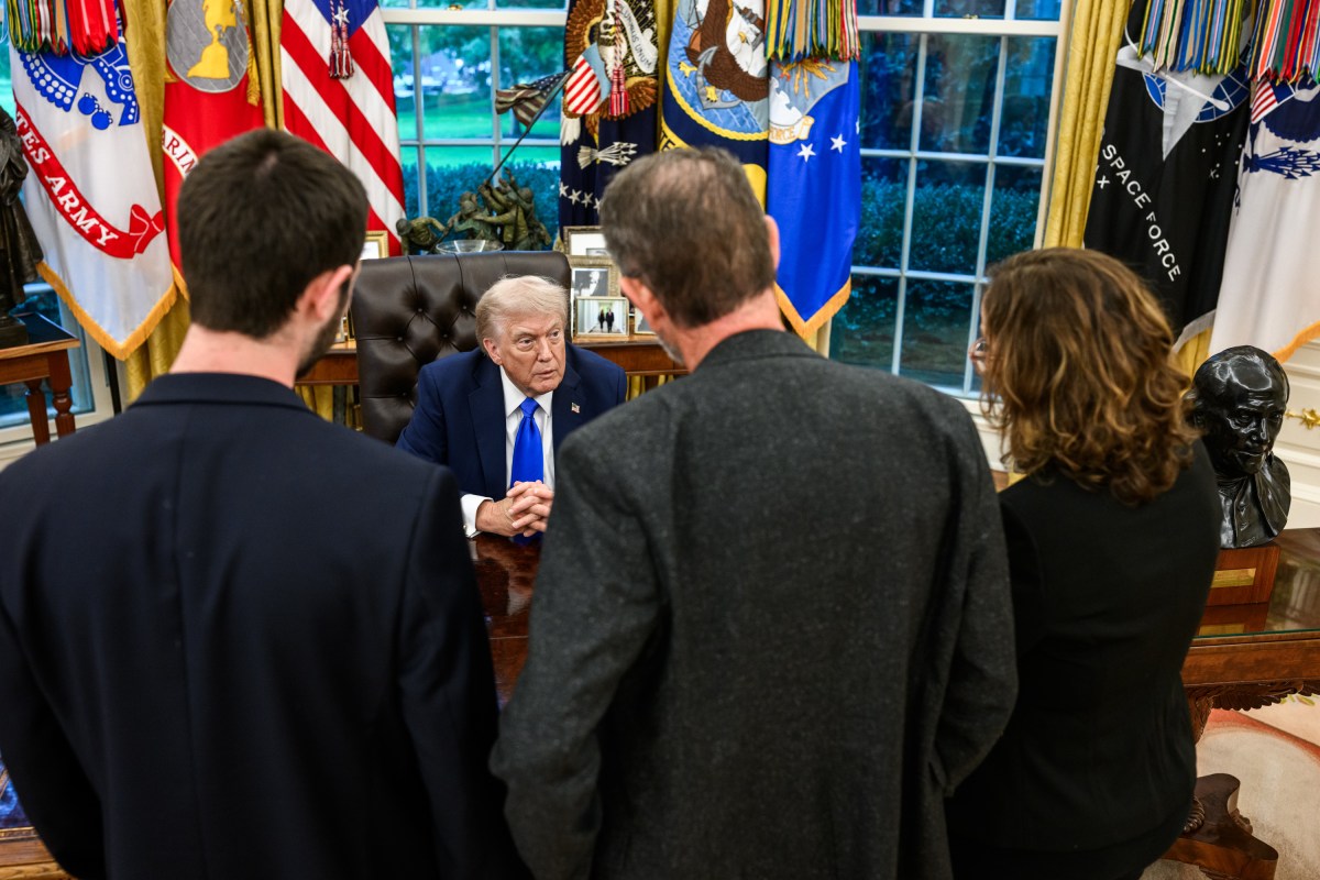 President Donald Trump meets with the family of Omer Maxim Neutra, an American-Israeli citizen who was killed in Gaza on October 7, 2023, on the second anniversary of the Hamas-led terror attacks on Israel, Tuesday, October 7, 2025, in the Oval Office. (Official White House Photo by Daniel Torok)