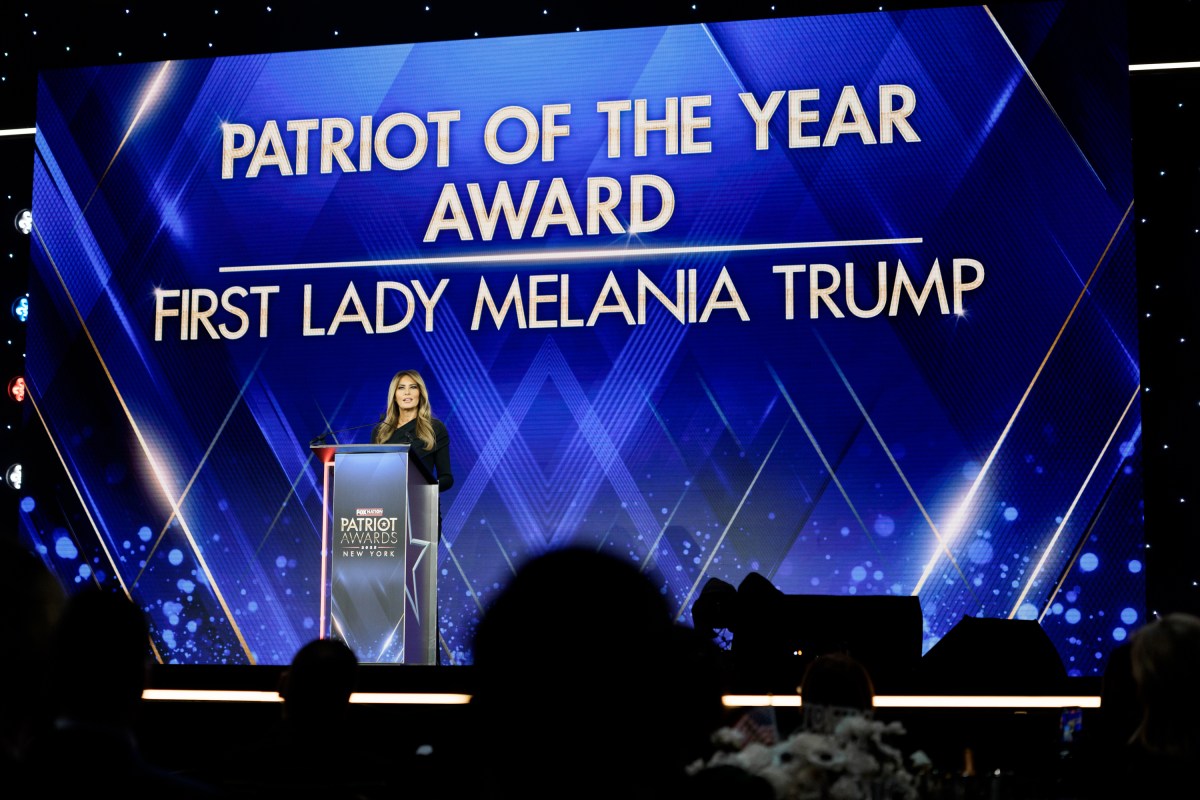 First Lady Melania Trump delivers remarks after receiving the “Patriot of the Year” award at the Fox Nation Patriot Awards Ceremony in Brookeville, NY, Thursday, November 6, 2025.(Official White House Photo by Andrea Hanks)