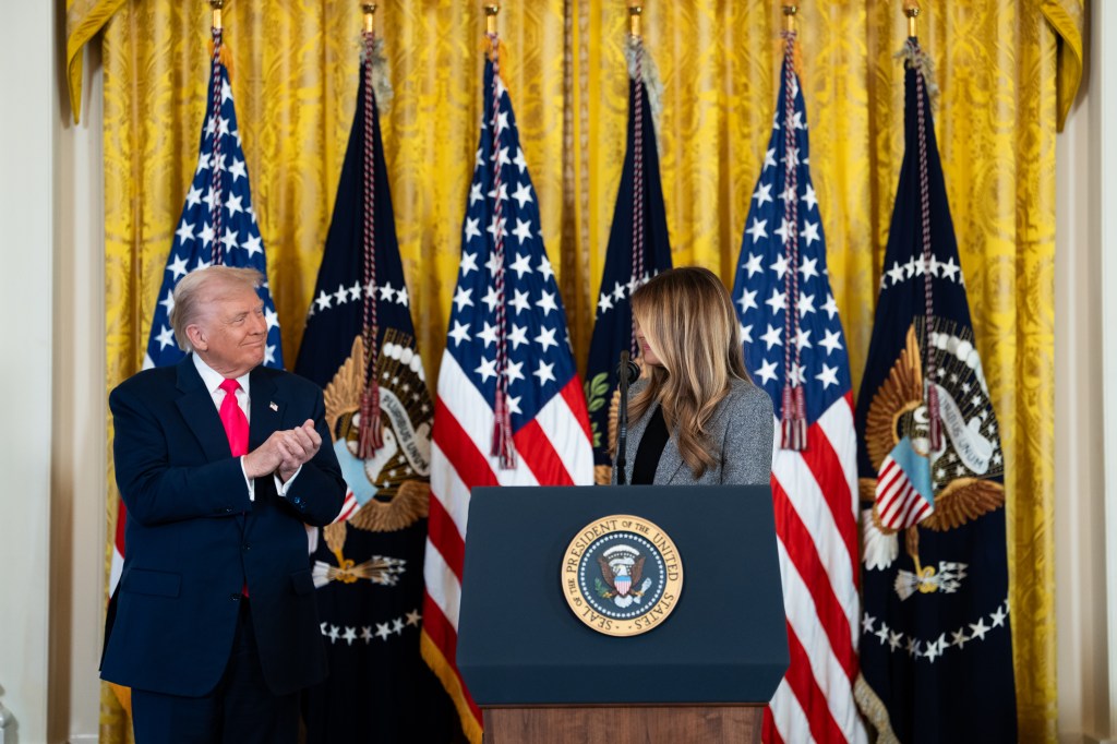 First Lady Melania Trump delivers remarks at a “Fostering the Future” event in the East Room of the White House, Thursday, November 13, 2025. (Official White House Photo by Andrea Hanks)