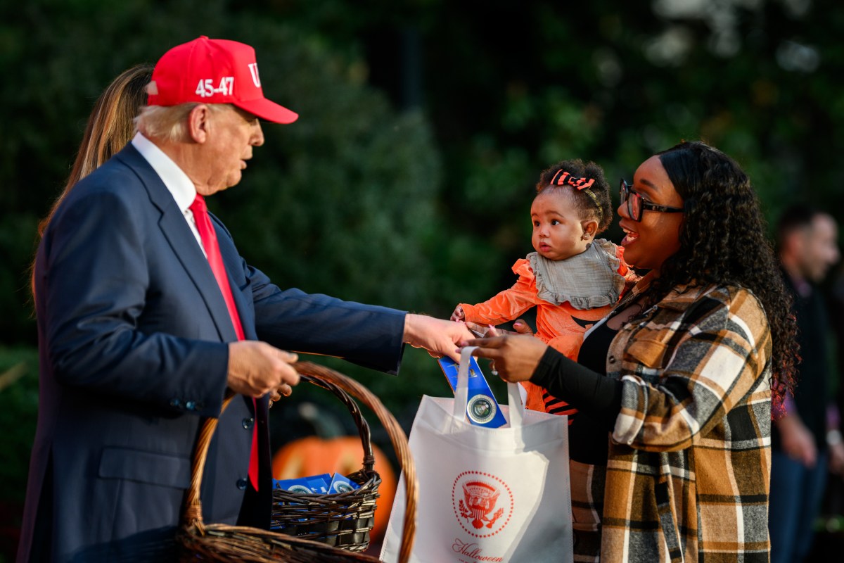 President Donald Trump and First Lady Melania Trump participate in a Halloween event on the South Lawn of the White House, Thursday, October 30, 2025. (Official White House Photo by Daniel Torok)