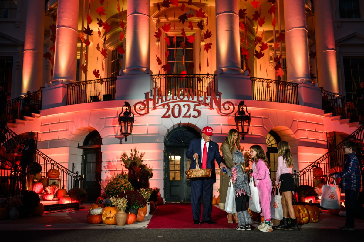 President Donald Trump and First Lady Melania Trump participate in a Halloween event on the South Lawn of the White House, Thursday, October 30, 2025. (Official White House Photo by Daniel Torok)