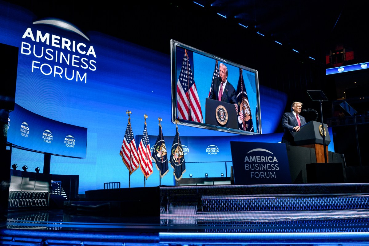 President Donald Trump delivers remarks at the America Business Forum Miami at the Kaseya Center in Miami, Florida, Wednesday, November 5, 2025. (Official White House Photo by Molly Riley)