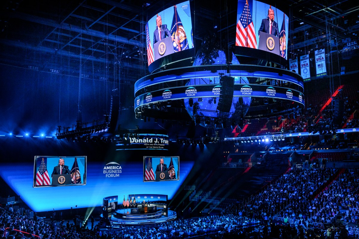 President Donald Trump delivers remarks at the America Business Forum Miami at the Kaseya Center in Miami, Florida, Wednesday, November 5, 2025. (Official White House Photo by Molly Riley)