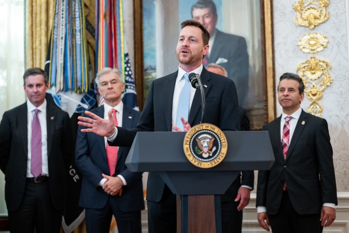 Deputy Administrator of CMMS Chris Klomp delivers remarks after President Donald Trump’s announcement on lowering drug prices in the Oval Office, Thursday, November 6, 2025. (Official White House Photo by Abe McNatt)