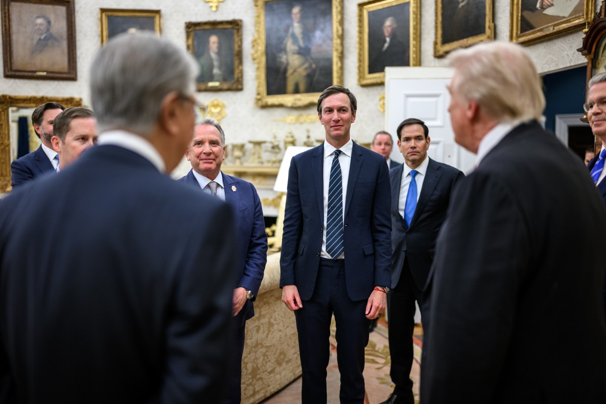 President Donald Trump meets with President of the Republic of Kazakhstan Kassym-Jomart Tokayev in the Oval Office before a dinner with other C5 Central Asian leaders, Thursday, November 6, 2025. (Official White House Photo by Daniel Torok)