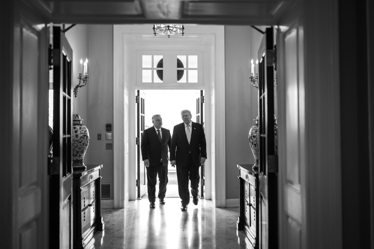 President Donald Trump greets Prime Minister Viktor Orban of Hungary at the West Wing Lobby of the White House, Friday, November 7, 2025. (Official White House Photo by Daniel Torok)