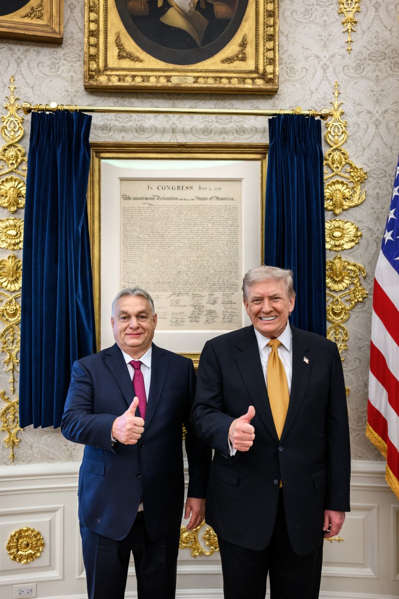 President Donald Trump poses for a photo with Hungarian Prime Minister Viktor Orban in the Oval Office before a bilateral meeting, Friday, November 7, 2025. (Official White House Photo by Daniel Torok)