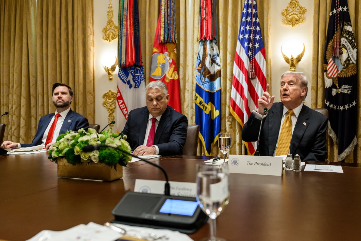 President Donald Trump takes questions from members of the media during a bilateral lunch meeting with Hungarian Prime Minister Viktor Orban in the Cabinet Room, Friday, November 7, 2025. (Official White House Photo by Daniel Torok)