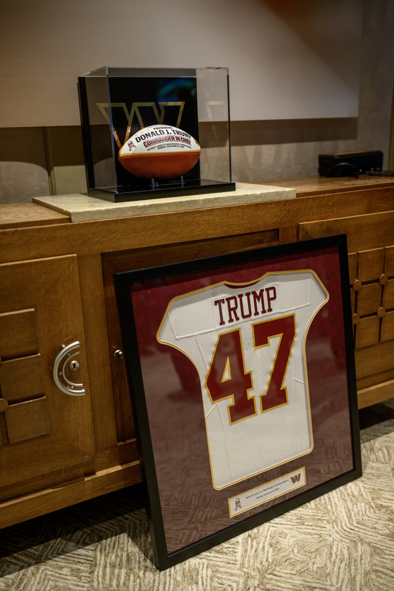 President Donald Trump arrives to an NFL game between the Washington Commanders and Detroit Lions at Northwest Stadium in Landover, Maryland, Sunday, November 9, 2025. (Official White House Photo by Daniel Torok)